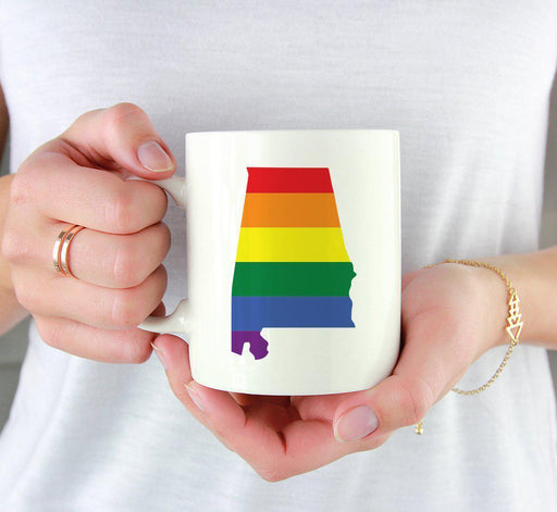 Andaz Press 11oz Rainbow Gay Lesbian Transgender LGBQT Pride Flag US State Coffee Mug-Set of 1-Andaz Press-Alabama-