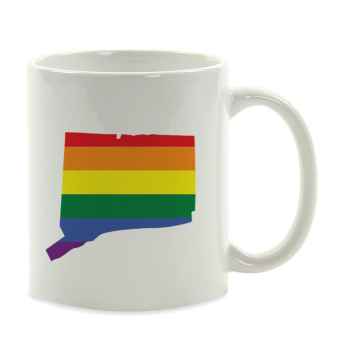 Andaz Press 11oz Rainbow Gay Lesbian Transgender LGBQT Pride Flag US State Coffee Mug-Set of 1-Andaz Press-Connecticut-