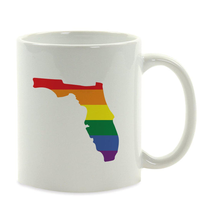 Andaz Press 11oz Rainbow Gay Lesbian Transgender LGBQT Pride Flag US State Coffee Mug-Set of 1-Andaz Press-Florida-