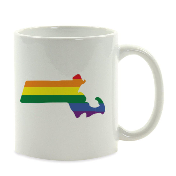 Andaz Press 11oz Rainbow Gay Lesbian Transgender LGBQT Pride Flag US State Coffee Mug-Set of 1-Andaz Press-Massachusetts-