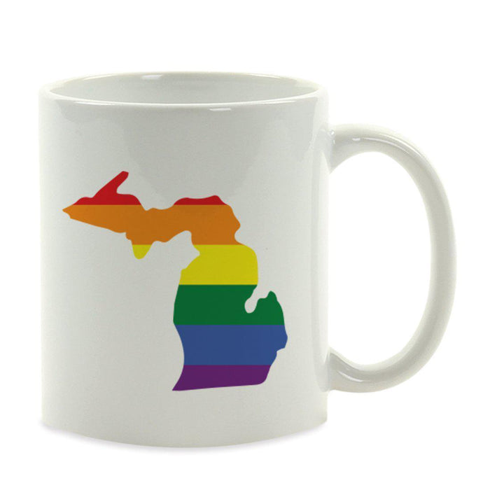 Andaz Press 11oz Rainbow Gay Lesbian Transgender LGBQT Pride Flag US State Coffee Mug-Set of 1-Andaz Press-Michigan-
