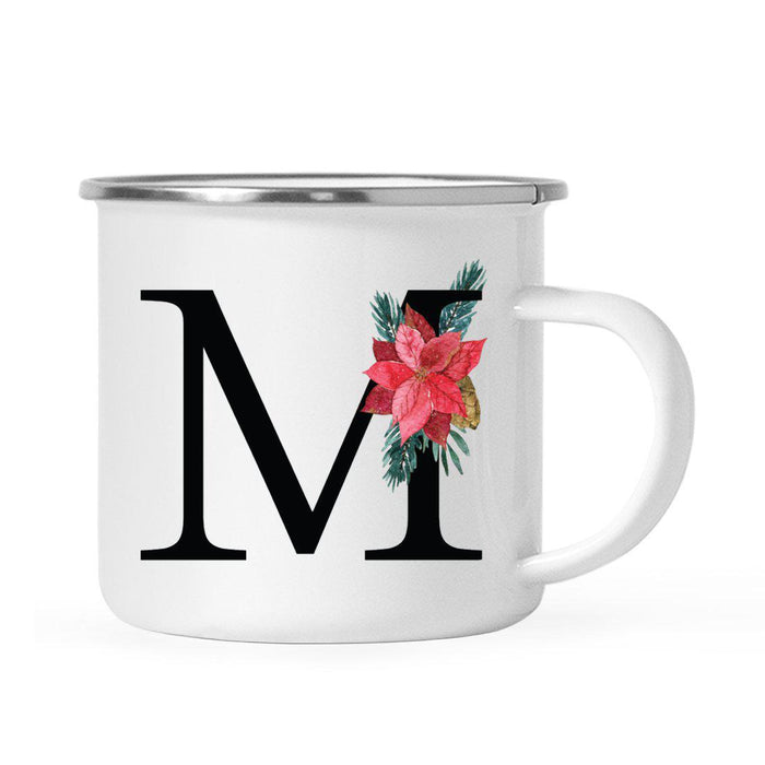 Andaz Press 11oz Red Poinsettia Flower Monogram Campfire Coffee Mug-Set of 1-Andaz Press-A-