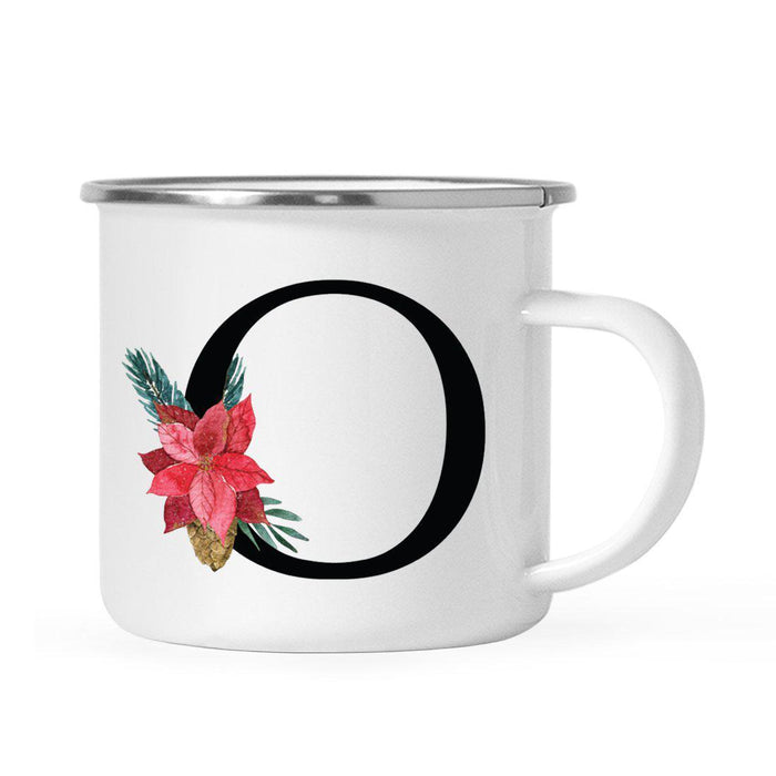 Andaz Press 11oz Red Poinsettia Flower Monogram Campfire Coffee Mug-Set of 1-Andaz Press-A-