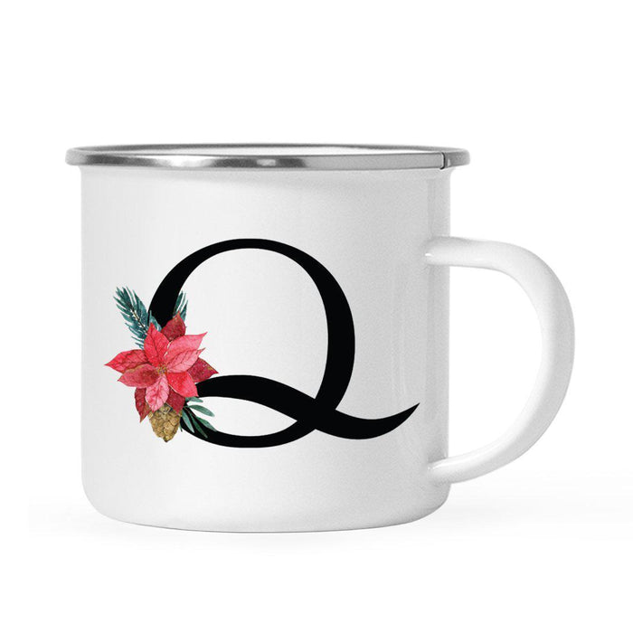 Andaz Press 11oz Red Poinsettia Flower Monogram Campfire Coffee Mug-Set of 1-Andaz Press-A-