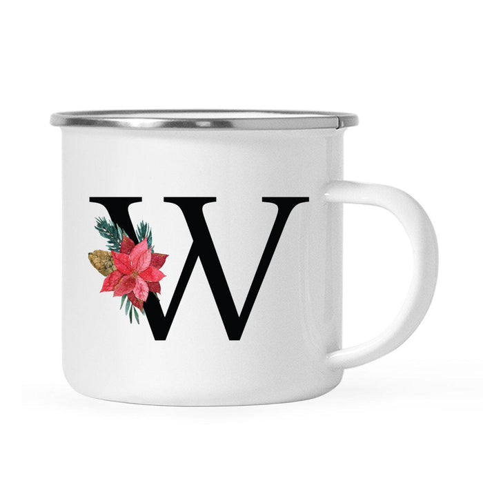 Andaz Press 11oz Red Poinsettia Flower Monogram Campfire Coffee Mug-Set of 1-Andaz Press-A-