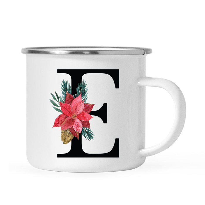 Andaz Press 11oz Red Poinsettia Flower Monogram Campfire Coffee Mug-Set of 1-Andaz Press-A-