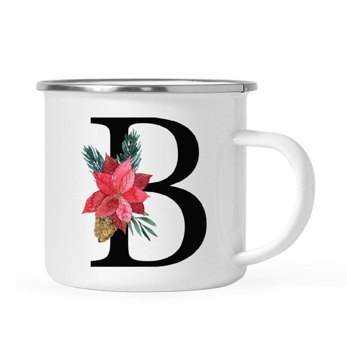 Andaz Press 11oz Red Poinsettia Flower Monogram Campfire Coffee Mug-Set of 1-Andaz Press-B-