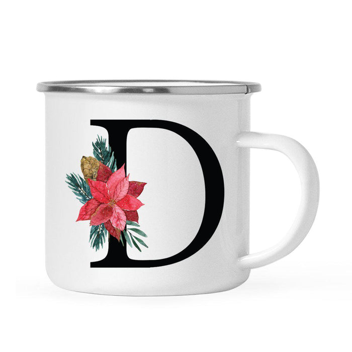Andaz Press 11oz Red Poinsettia Flower Monogram Campfire Coffee Mug-Set of 1-Andaz Press-D-