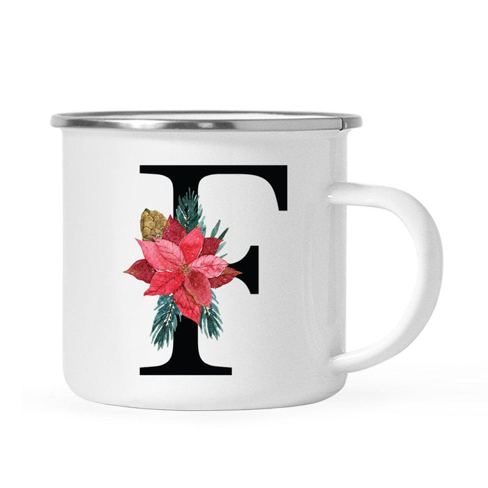 Andaz Press 11oz Red Poinsettia Flower Monogram Campfire Coffee Mug-Set of 1-Andaz Press-F-