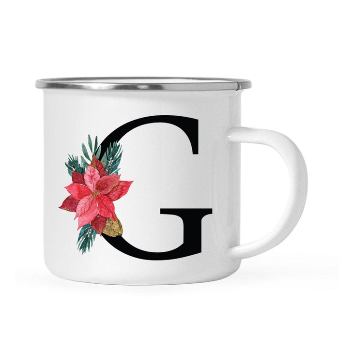 Andaz Press 11oz Red Poinsettia Flower Monogram Campfire Coffee Mug-Set of 1-Andaz Press-G-