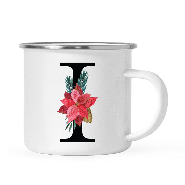 Andaz Press 11oz Red Poinsettia Flower Monogram Campfire Coffee Mug-Set of 1-Andaz Press-I-