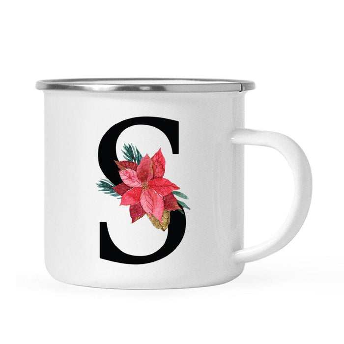 Andaz Press 11oz Red Poinsettia Flower Monogram Campfire Coffee Mug-Set of 1-Andaz Press-S-
