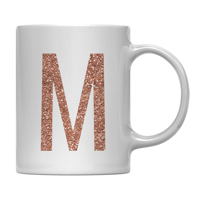 Andaz Press 11oz Rose Gold Faux Glitter Monogram Coffee Mug-Set of 1-Andaz Press-A-