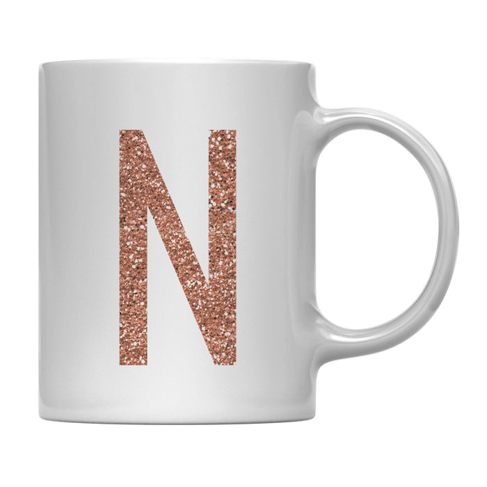 Andaz Press 11oz Rose Gold Faux Glitter Monogram Coffee Mug-Set of 1-Andaz Press-A-