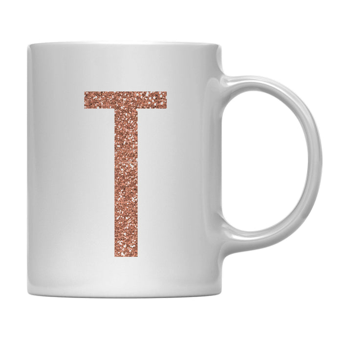 Andaz Press 11oz Rose Gold Faux Glitter Monogram Coffee Mug-Set of 1-Andaz Press-A-