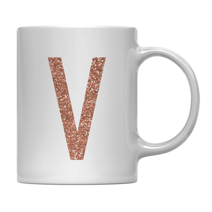 Andaz Press 11oz Rose Gold Faux Glitter Monogram Coffee Mug-Set of 1-Andaz Press-A-
