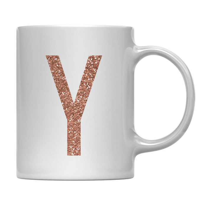 Andaz Press 11oz Rose Gold Faux Glitter Monogram Coffee Mug-Set of 1-Andaz Press-A-