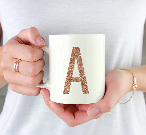 Andaz Press 11oz Rose Gold Faux Glitter Monogram Coffee Mug-Set of 1-Andaz Press-A-