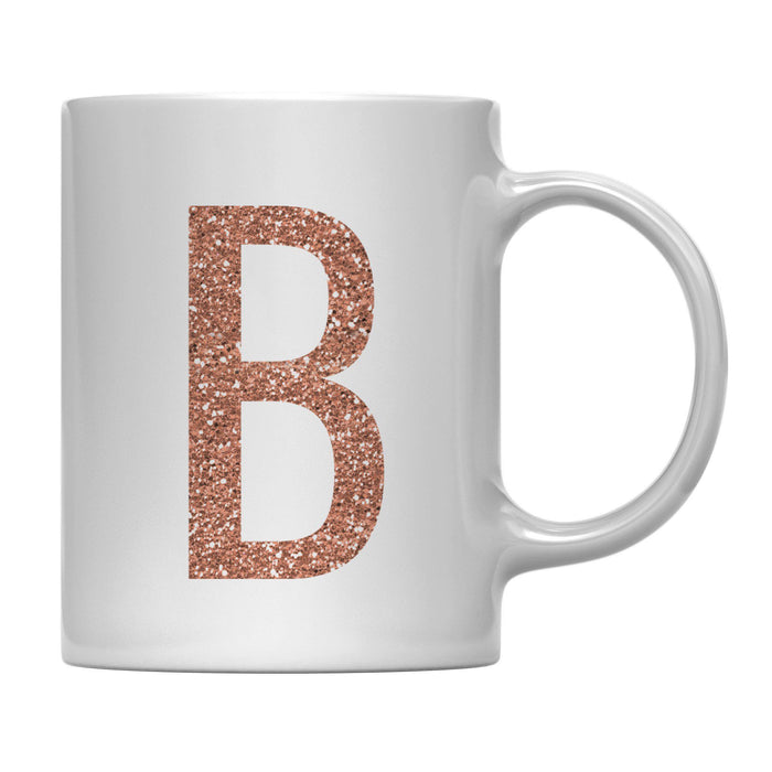 Andaz Press 11oz Rose Gold Faux Glitter Monogram Coffee Mug-Set of 1-Andaz Press-A-