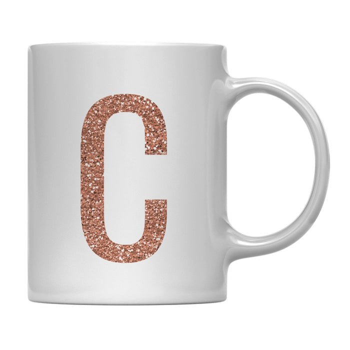 Andaz Press 11oz Rose Gold Faux Glitter Monogram Coffee Mug-Set of 1-Andaz Press-A-