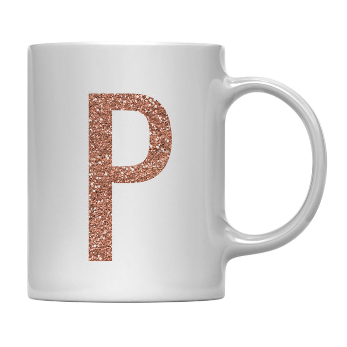 Andaz Press 11oz Rose Gold Faux Glitter Monogram Coffee Mug-Set of 1-Andaz Press-P-