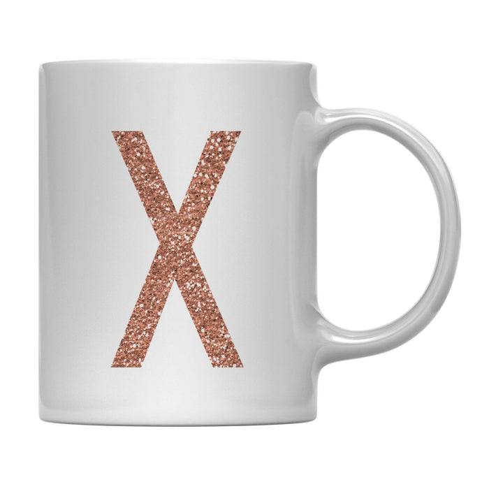Andaz Press 11oz Rose Gold Faux Glitter Monogram Coffee Mug-Set of 1-Andaz Press-X-
