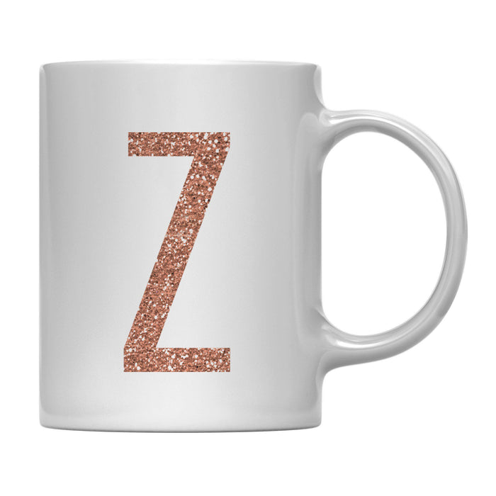 Andaz Press 11oz Rose Gold Faux Glitter Monogram Coffee Mug-Set of 1-Andaz Press-Z-