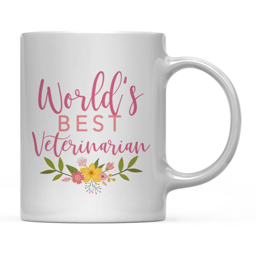 Andaz Press 11oz World's Best Floral Careers Coffee Mug-Set of 1-Andaz Press-Veterinarian-