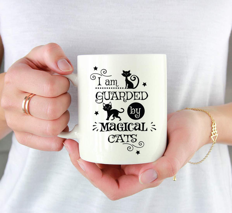 Andaz Press 11oz. Coffee Mug, I am Guarded by Magical Cats-Set of 1-Andaz Press-I am Guarded by Magical Cats-