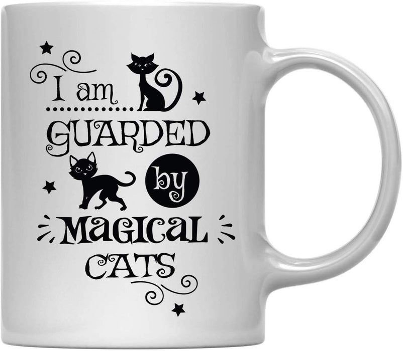 Andaz Press 11oz. Coffee Mug, I am Guarded by Magical Cats-Set of 1-Andaz Press-I am Guarded by Magical Cats-