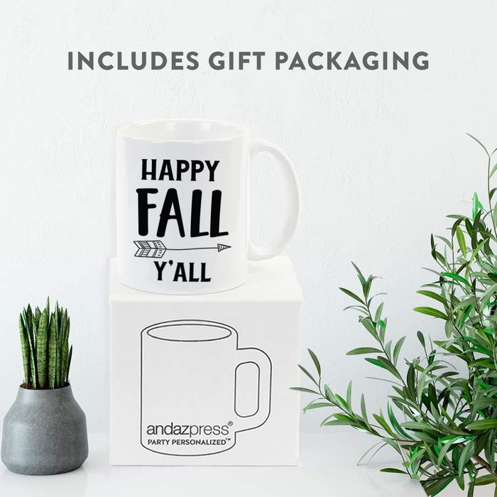 Andaz Press 11oz. Fall Autumn Coffee Mug, Happy Fall Y'all Tribal Arrow-Set of 1-Andaz Press-Happy Fall Y'all-