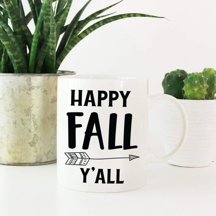 Andaz Press 11oz. Fall Autumn Coffee Mug, Happy Fall Y'all Tribal Arrow-Set of 1-Andaz Press-Happy Fall Y'all-