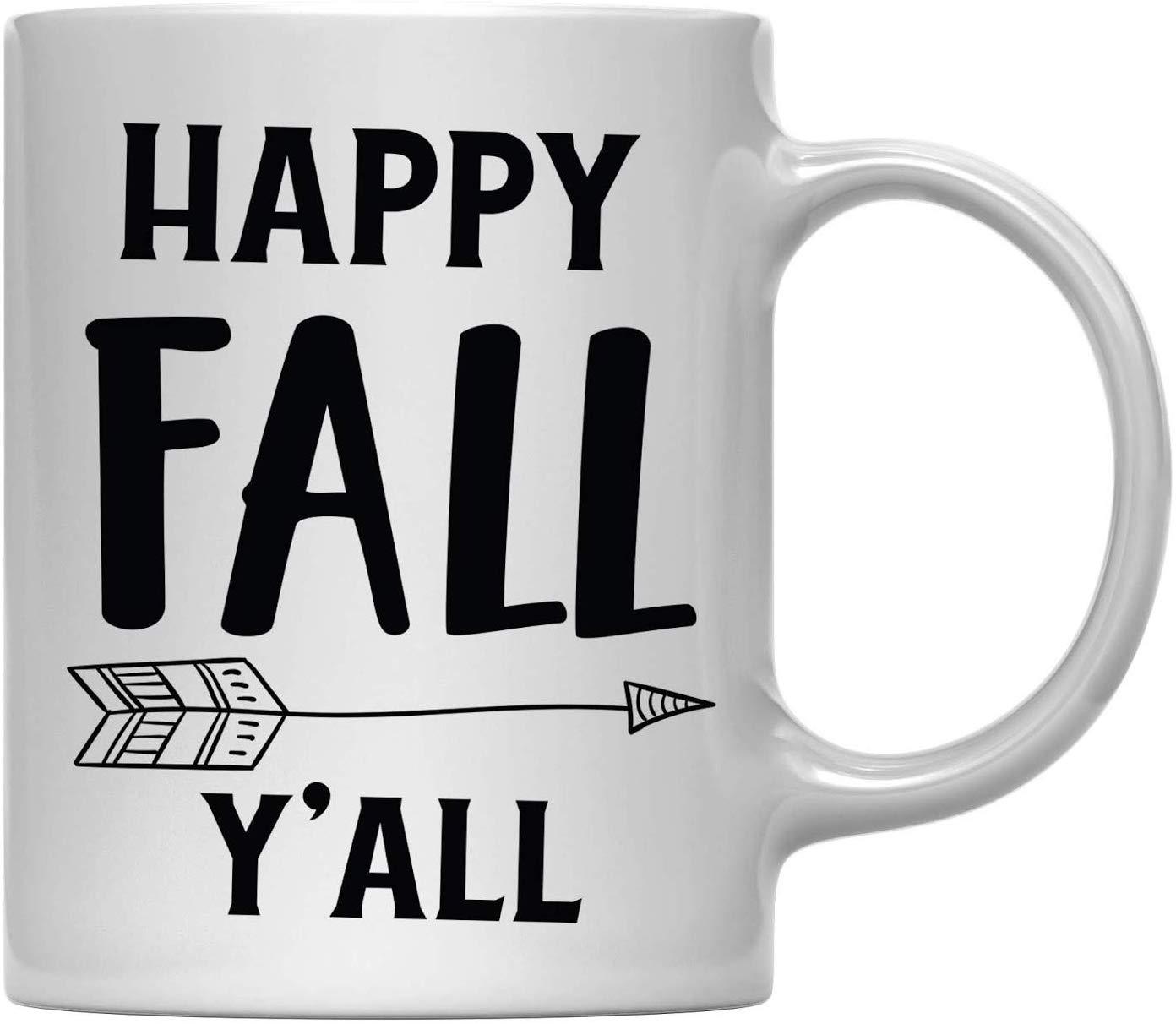 Andaz Press 11oz. Fall Autumn Coffee Mug, Happy Fall Y'all Tribal Arrow-Set of 1-Andaz Press-Happy Fall Y'all-