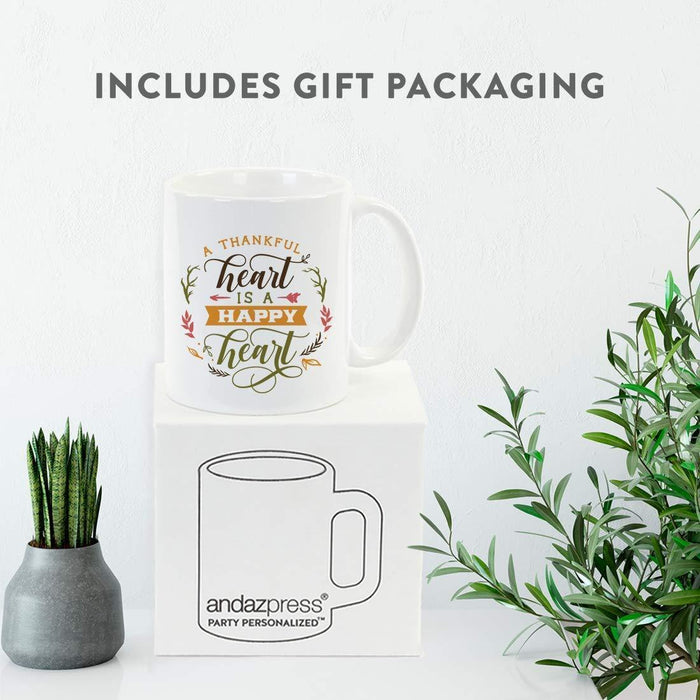 Andaz Press 11oz. Fall Hot Chocolate Mug, A Thankful Heart is a Happy Heart-Set of 1-Andaz Press-A Thankful Heart is a Happy Heart-