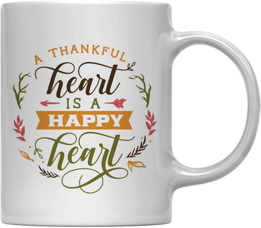Andaz Press 11oz. Fall Hot Chocolate Mug, A Thankful Heart is a Happy Heart-Set of 1-Andaz Press-A Thankful Heart is a Happy Heart-