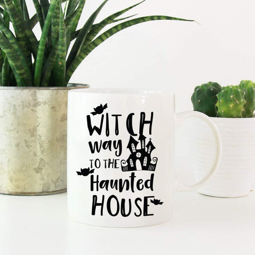 Andaz Press 11oz. Halloween Coffee Mug, Which Way to The Haunted House-Set of 1-Andaz Press-Which Way to The Haunted House-