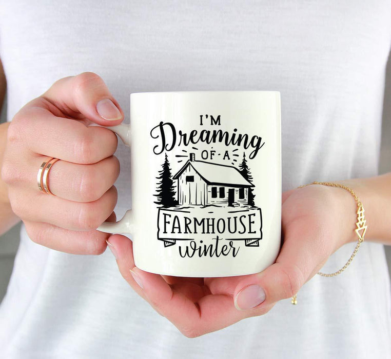 Andaz Press 11oz. Hot Chocolate Coffee Mug Gift, Dreaming of a Farmhouse Winter-Set of 1-Andaz Press-Dreaming of a Farmhouse Winter-