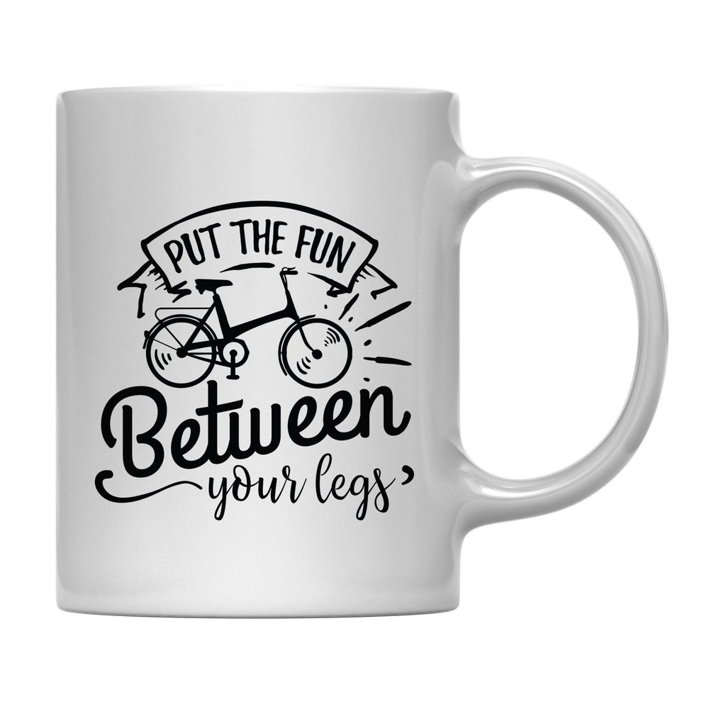 Andaz Press 11oz. Hot Chocolate Coffee Mug Gift, Put The Fun Between Your Legs, Bike Graphic-Set of 1-Andaz Press-Put The Fun Between Your Legs, Bike Graphic-