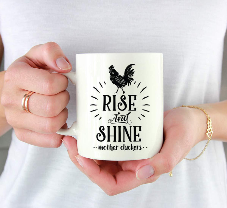 Andaz Press 11oz. Hot Chocolate Coffee Mug Gift, Rise and Shine Mother Cluckers-Set of 1-Andaz Press-Rise and Shine Mother Cluckers-