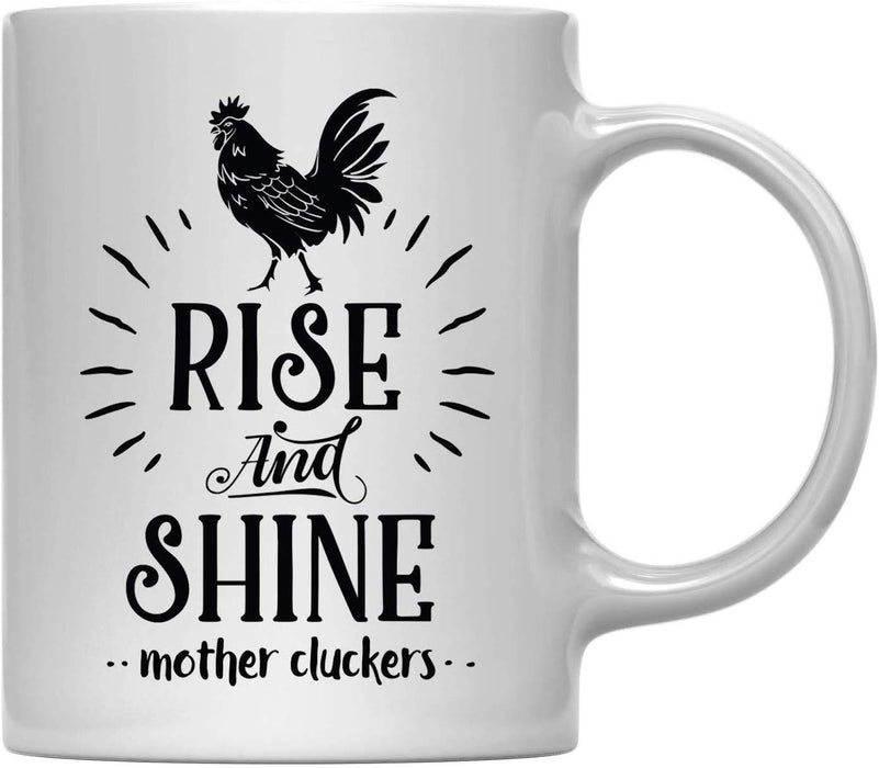 Andaz Press 11oz. Hot Chocolate Coffee Mug Gift, Rise and Shine Mother Cluckers-Set of 1-Andaz Press-Rise and Shine Mother Cluckers-