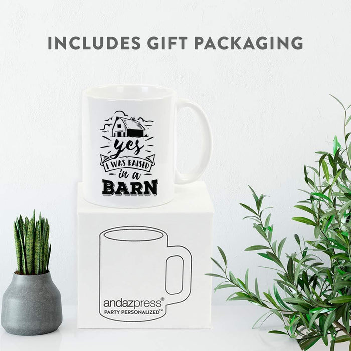 Andaz Press 11oz. Hot Chocolate Coffee Mug Gift, Yes I was Raised in a Barn-Set of 1-Andaz Press-Yes I was Raised in a Barn-