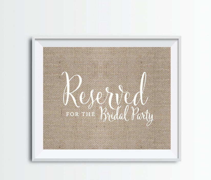 Andaz Press 8.5 x 11 Burlap Wedding Party Signs-Set of 1-Andaz Press-Reserved For The Bridal Party-