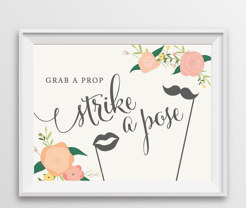 Andaz Press 8.5" x 11" Floral Roses Wedding Party Signs-Set of 1-Andaz Press-Mr. & Mrs.-