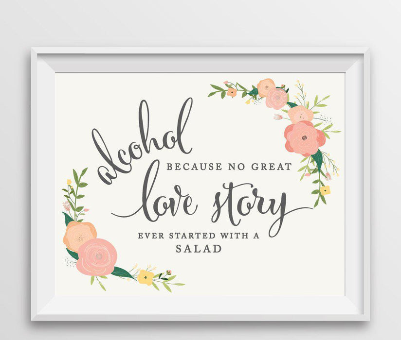 Andaz Press 8.5" x 11" Floral Roses Wedding Party Signs-Set of 1-Andaz Press-Mr. & Mrs.-