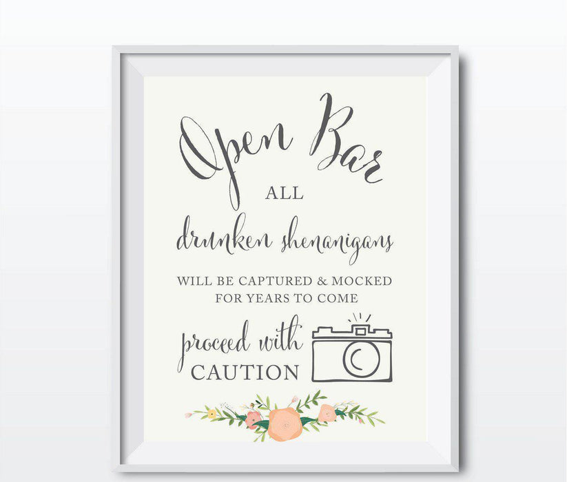 Andaz Press 8.5" x 11" Floral Roses Wedding Party Signs-Set of 1-Andaz Press-Mr. & Mrs.-