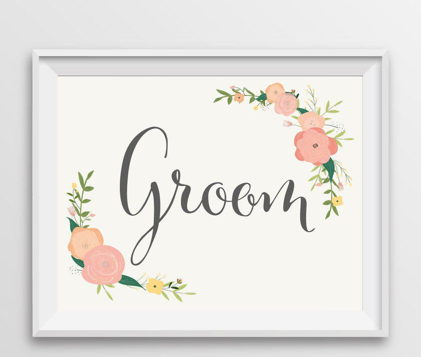 Andaz Press 8.5" x 11" Floral Roses Wedding Party Signs-Set of 1-Andaz Press-Mr. & Mrs.-