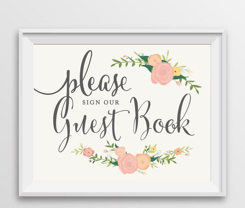 Andaz Press 8.5" x 11" Floral Roses Wedding Party Signs-Set of 1-Andaz Press-Mr. & Mrs.-