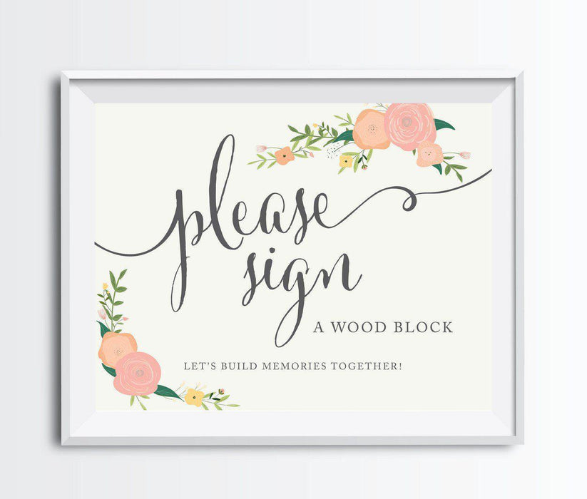 Andaz Press 8.5" x 11" Floral Roses Wedding Party Signs-Set of 1-Andaz Press-Mr. & Mrs.-