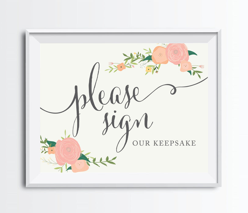 Andaz Press 8.5" x 11" Floral Roses Wedding Party Signs-Set of 1-Andaz Press-Mr. & Mrs.-