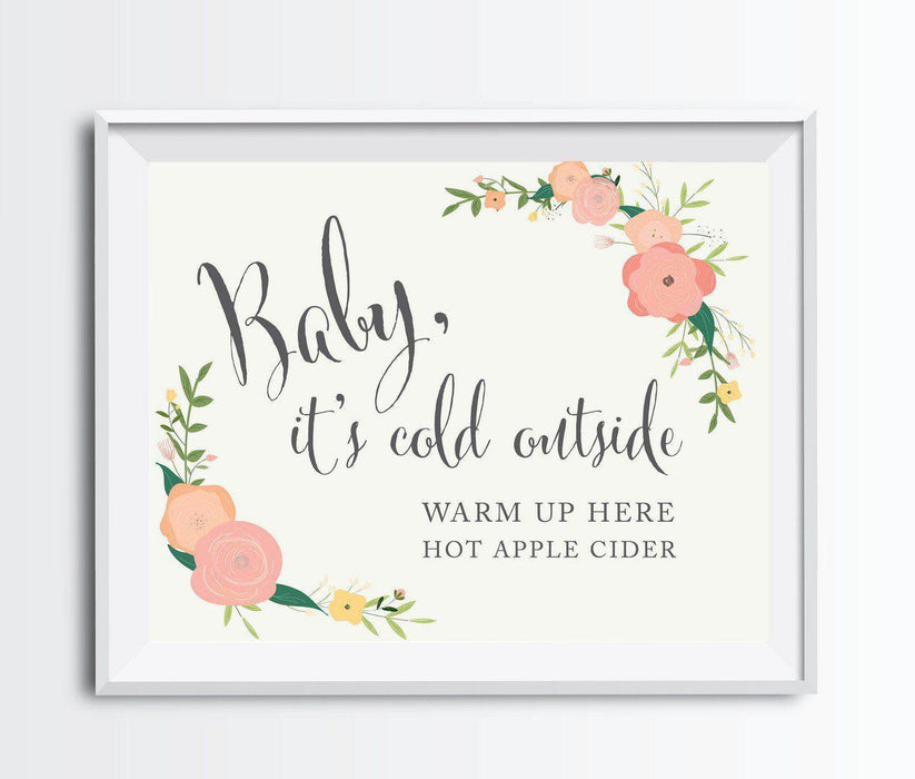 Andaz Press 8.5" x 11" Floral Roses Wedding Party Signs-Set of 1-Andaz Press-Baby It's Cold Outside - Cider-